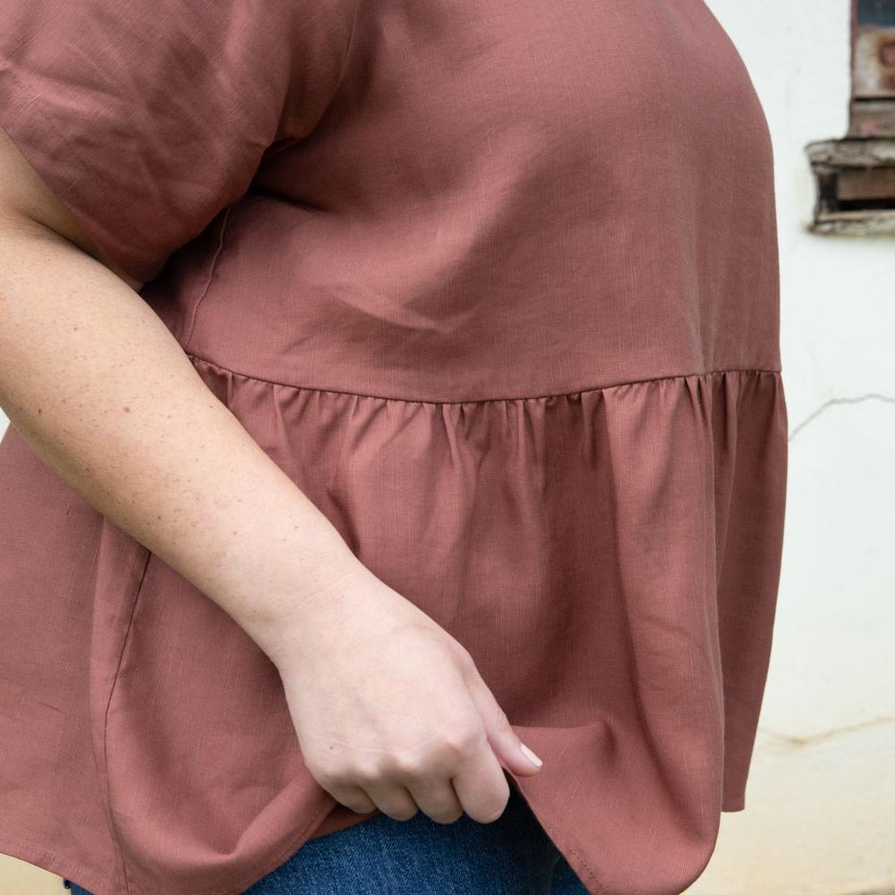 Linen Tencel Nico Top in Plum
