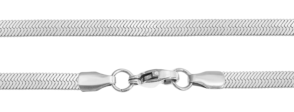 Stainless Steel Herringbone Chain Necklace - Silver