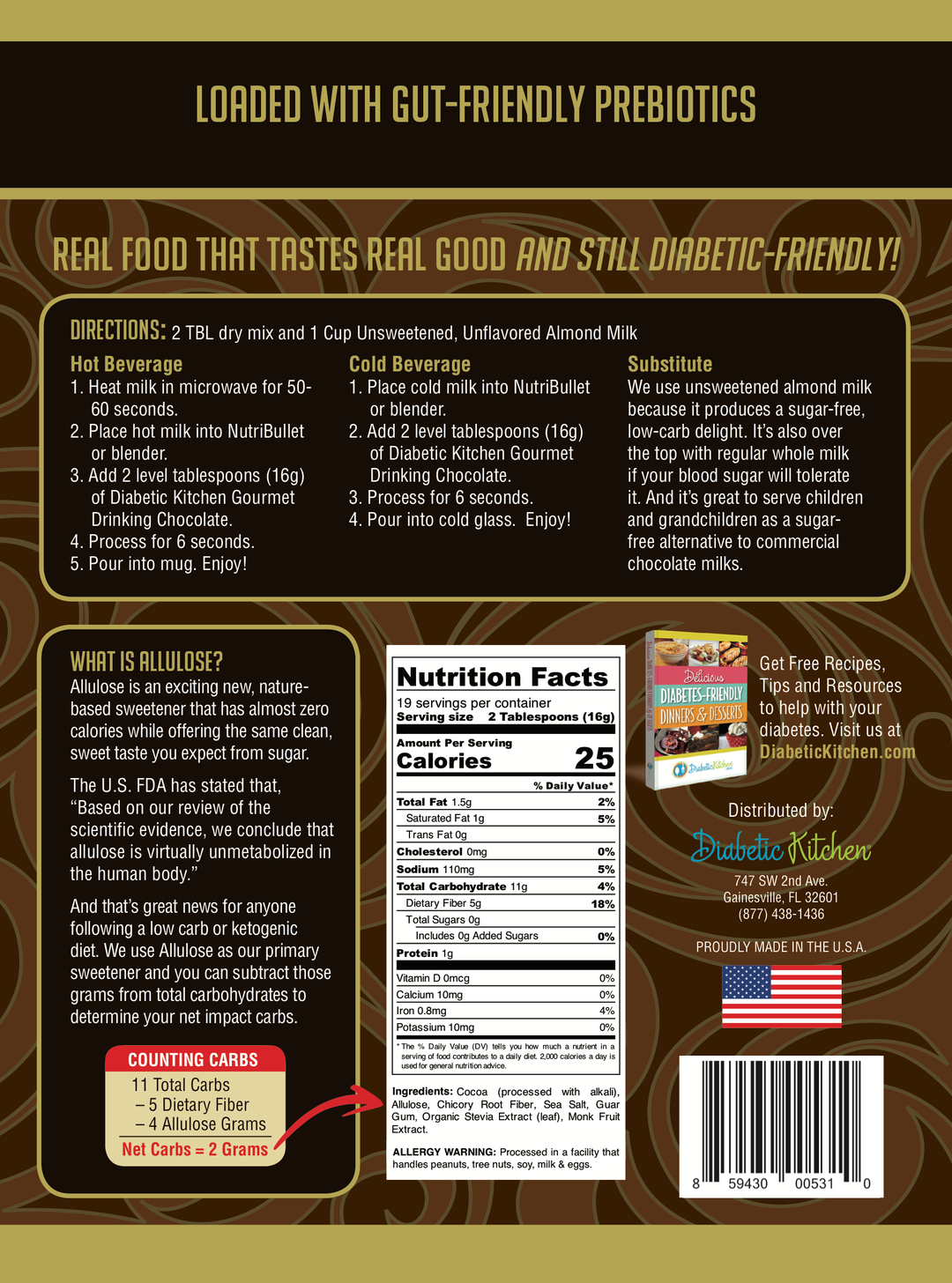 back of drinking chocolate package