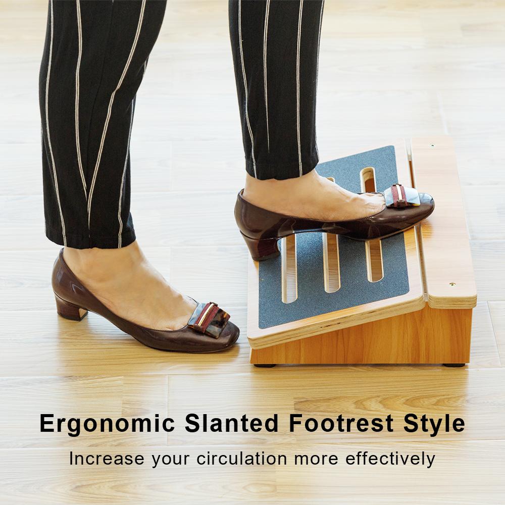 StrongTek Wooden Under Desk Foot Rest, Rocking Office Foot Stool