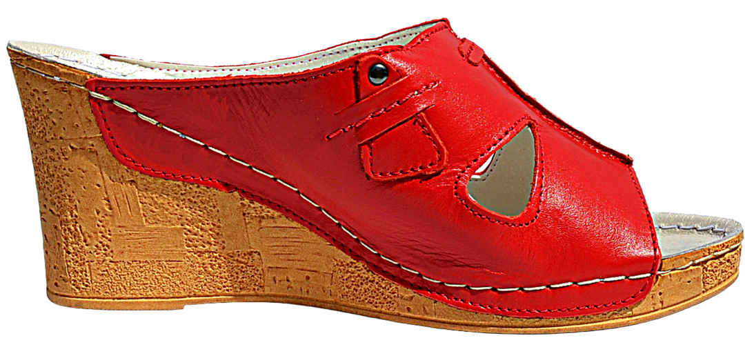 Ellie - Women leather wedge mule sandals - Reindeer Leather