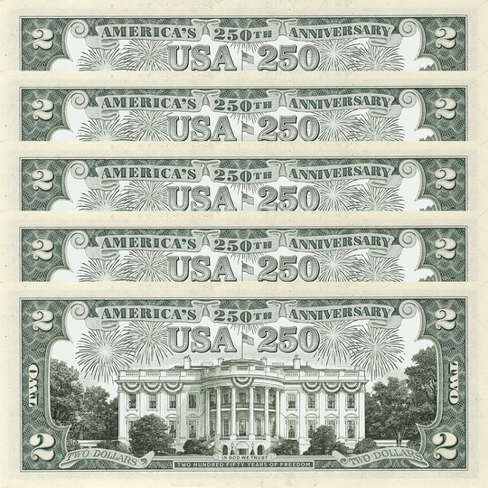 5 White House $2 Bills