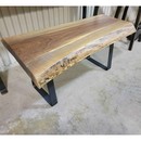 Live edge walnut bench with steel base
