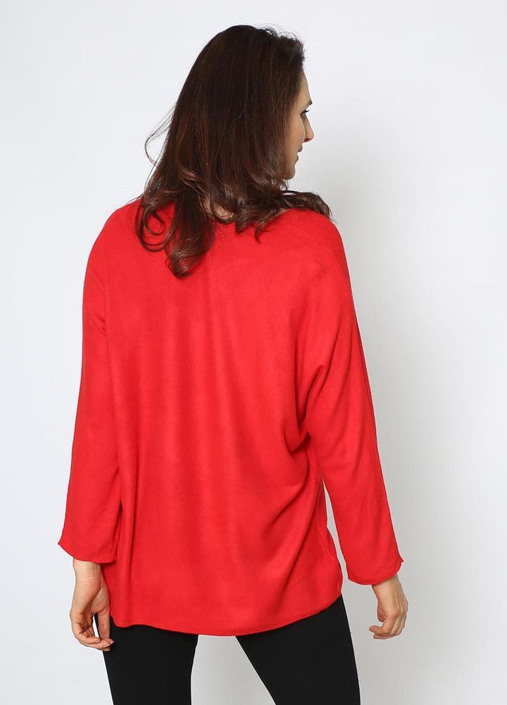 V Neck Mohair Jumper Red
