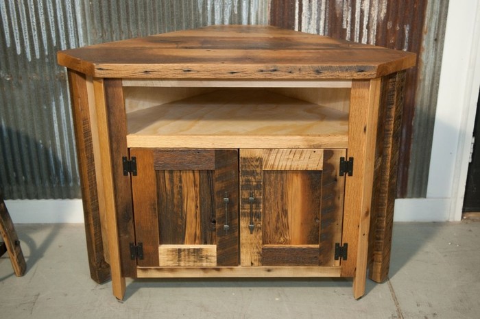 Rustic Wood Corner TV Stand