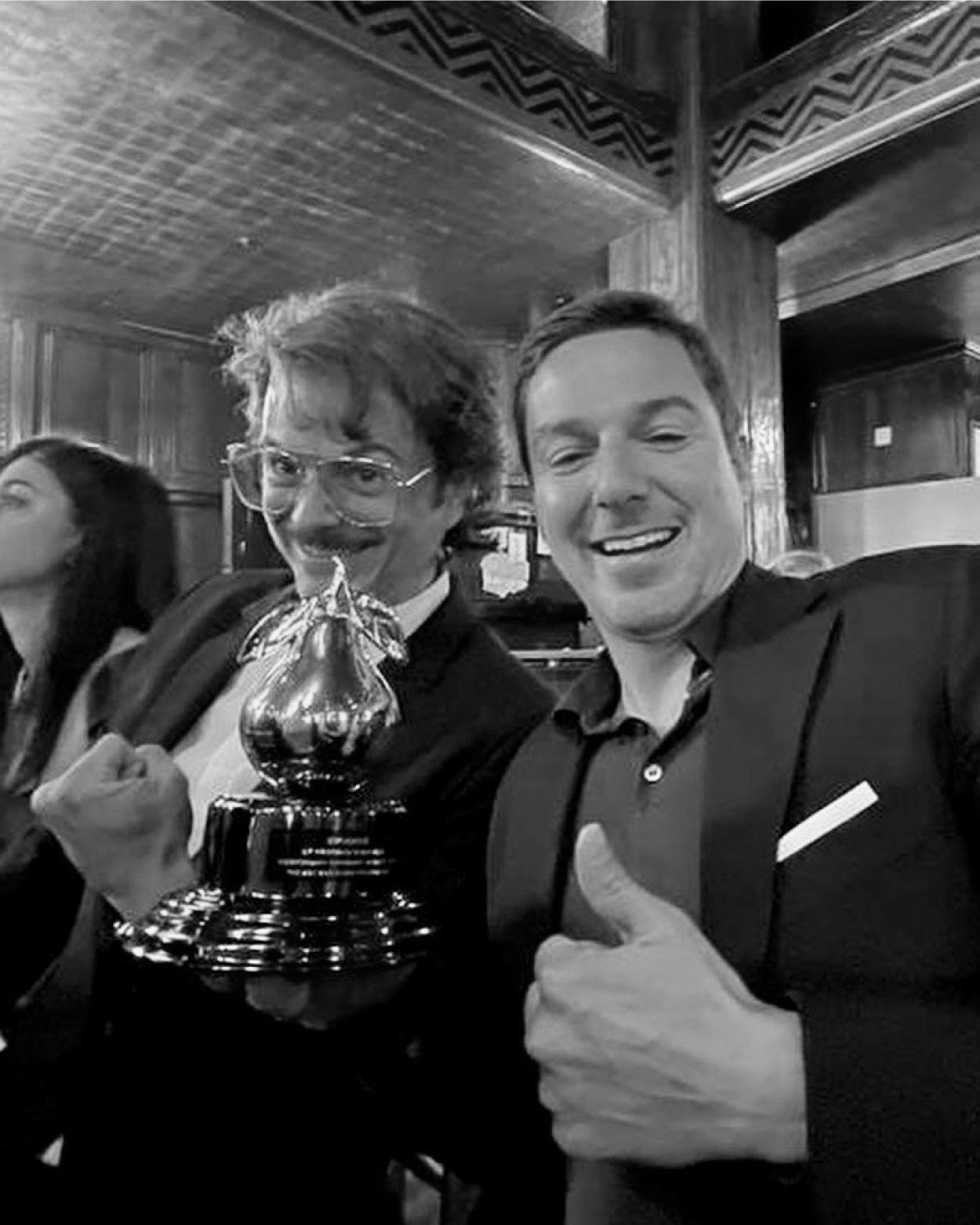 Ierofante wins the blindjudged Art & Olfaction Awards Independent Category Prize. Joseph Quartana pictured with perfumer Luca Maffei, 2023.