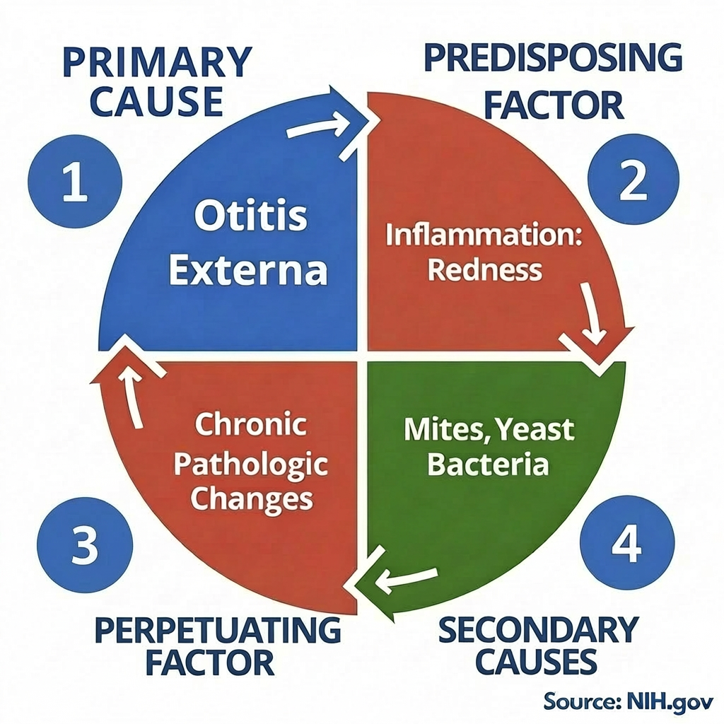 Otitis externa causes and factors chart