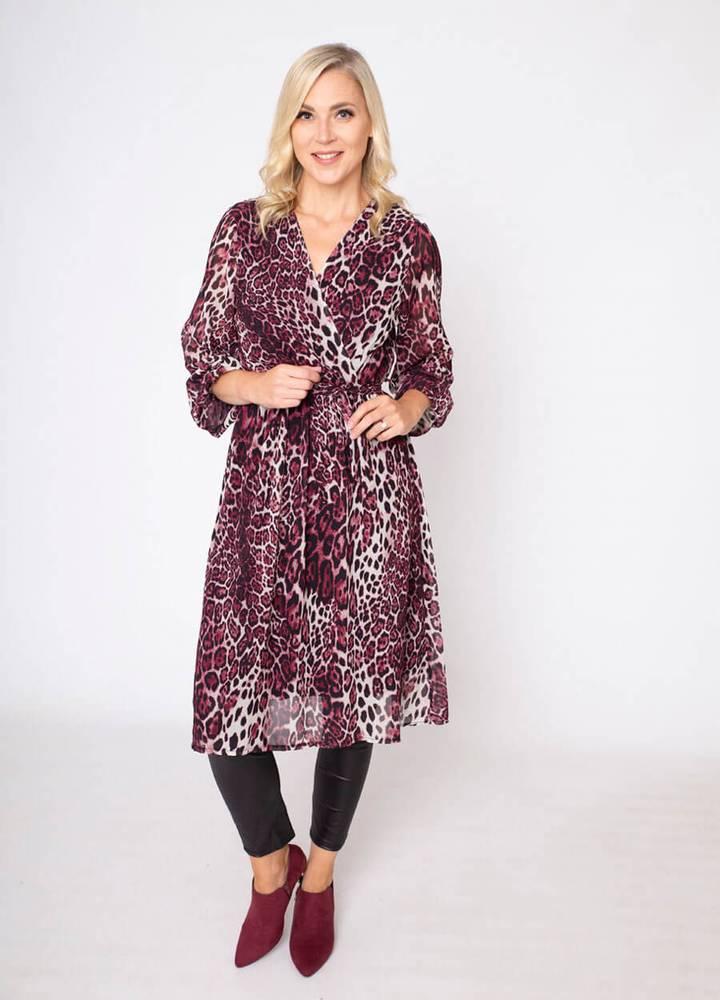 Wrap Midi Leopard Print Dress
