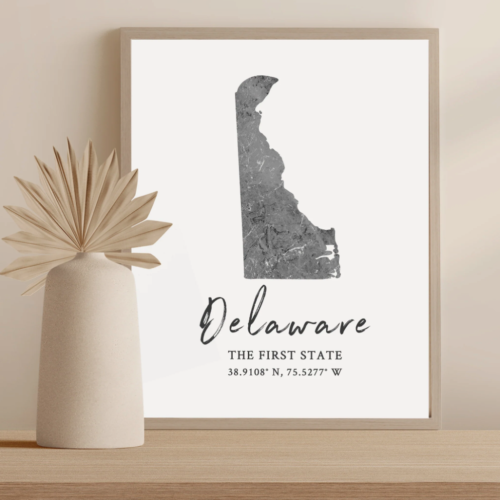 Delaware State Map Silhouette print