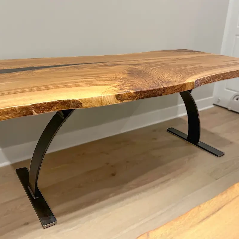 Live Edge Oak Table with Architectural Base