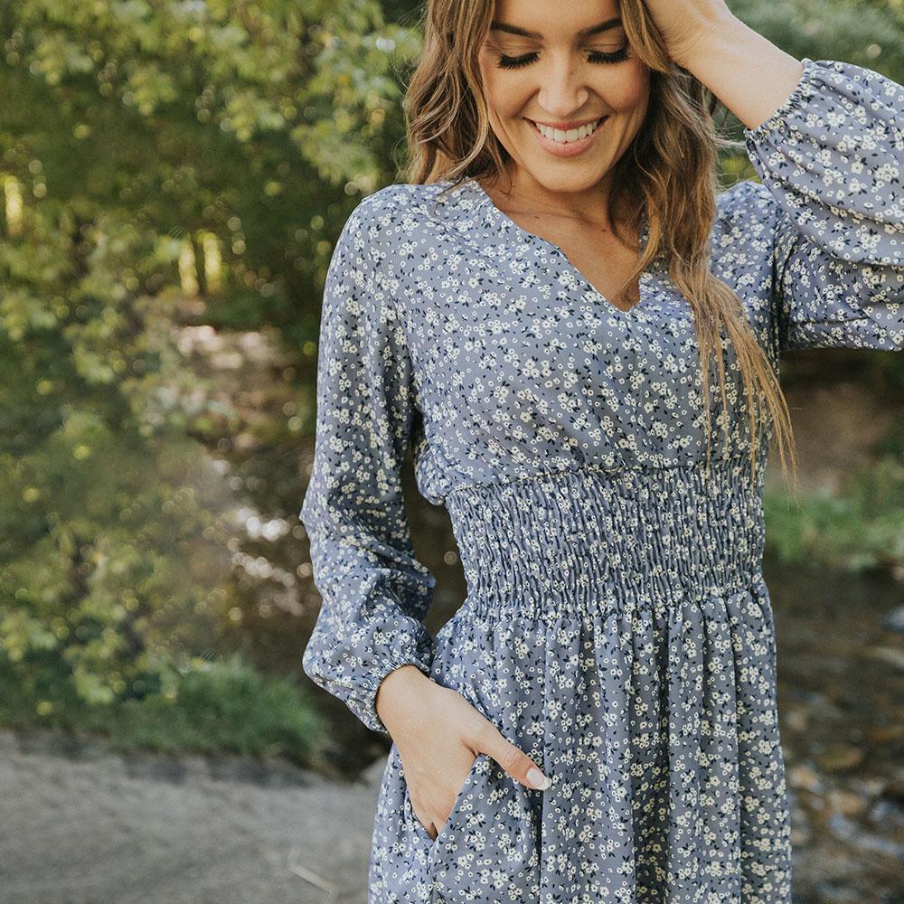 Emily Dress (Floral Blue)