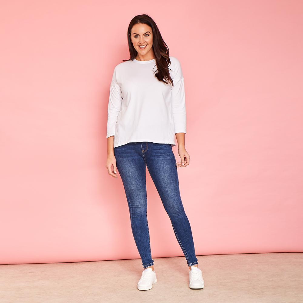 Riley Crew Neck Top (White)