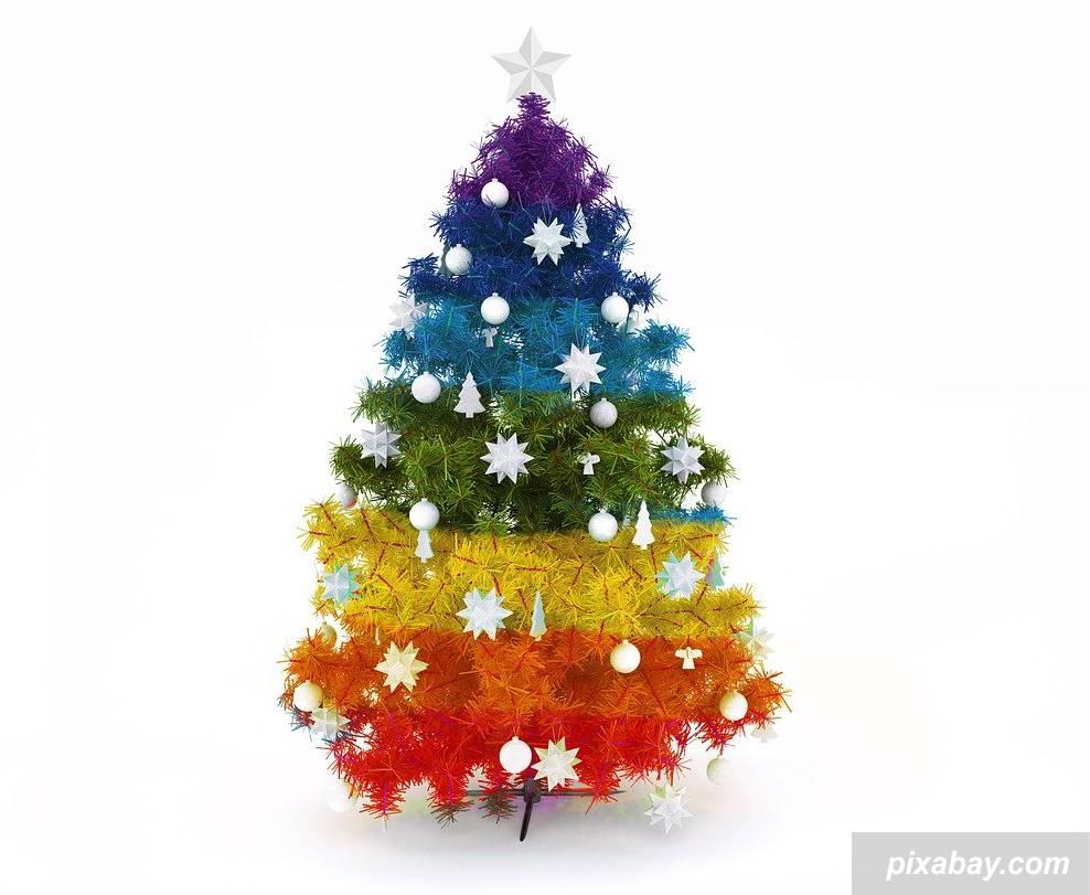 rainbow christmas, natal warna-warni, perayaan natal, dekorasi natal