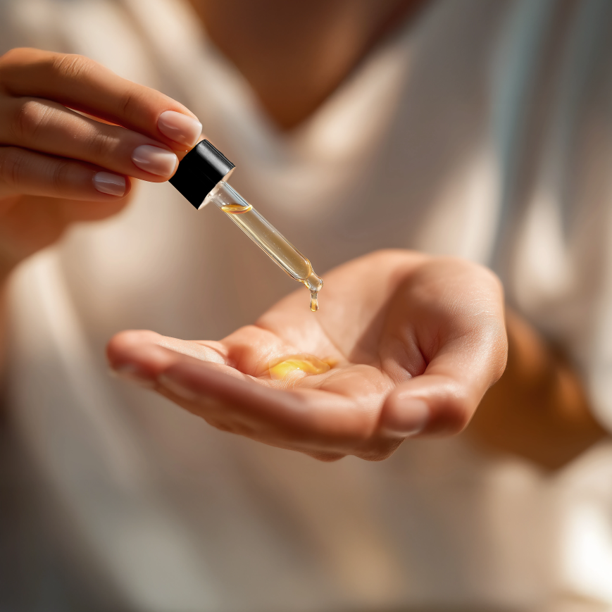 Women Dabbing face with towel