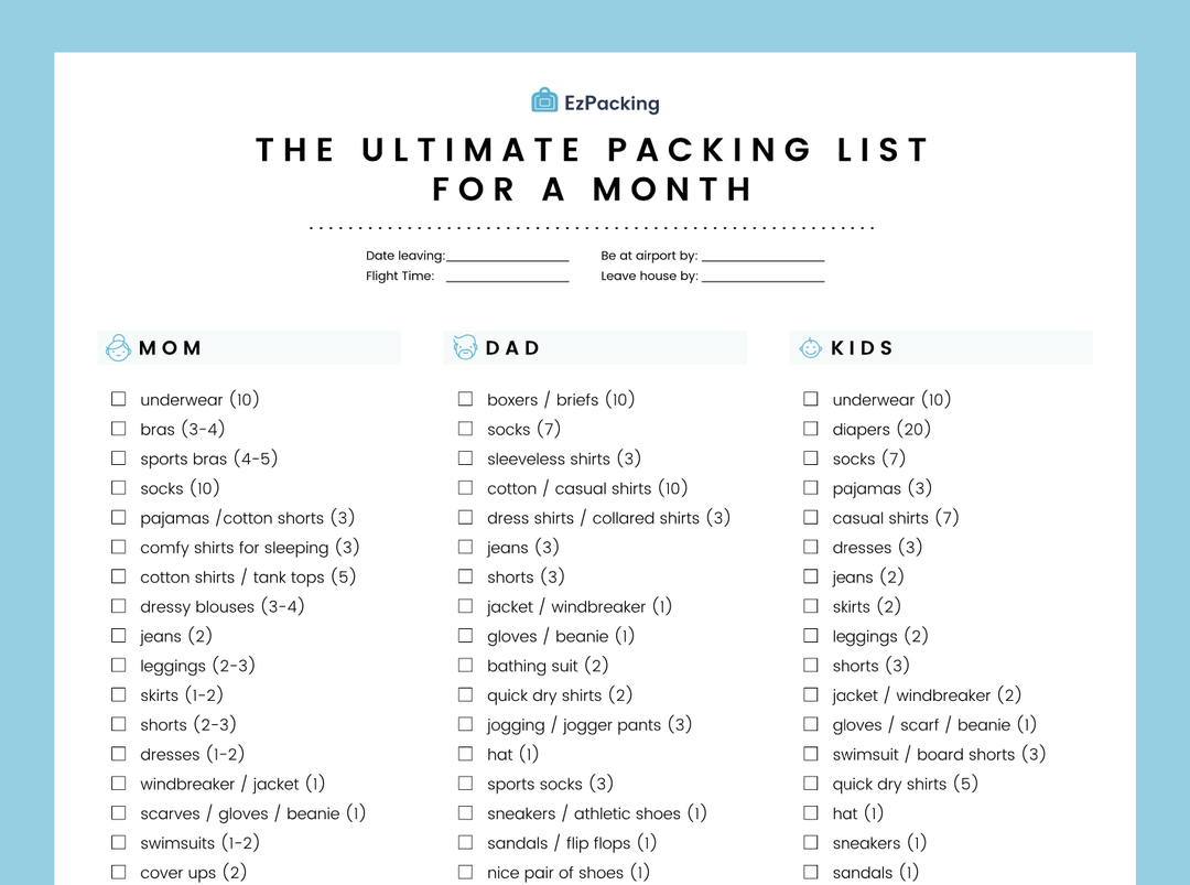 the-ultimate-packing-list-for-a-month-ezpacking-inc