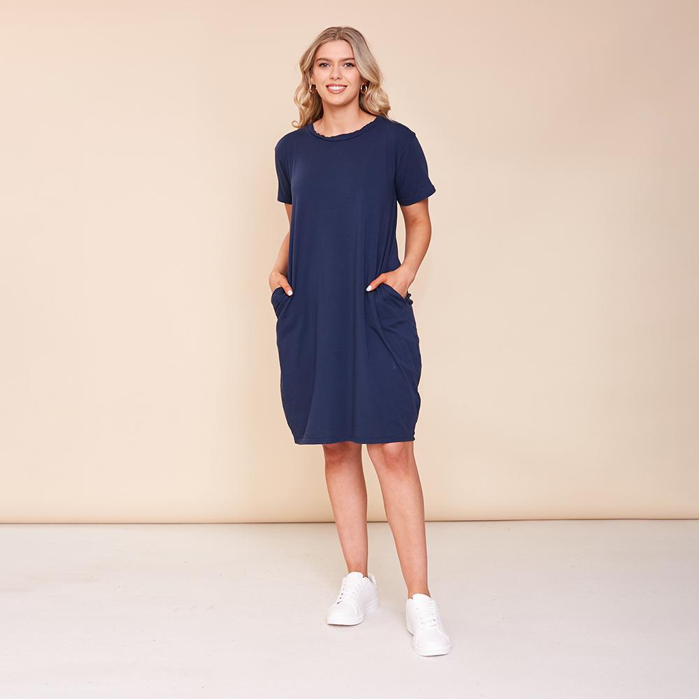 Kinsley T-Shirt Dress(Navy)