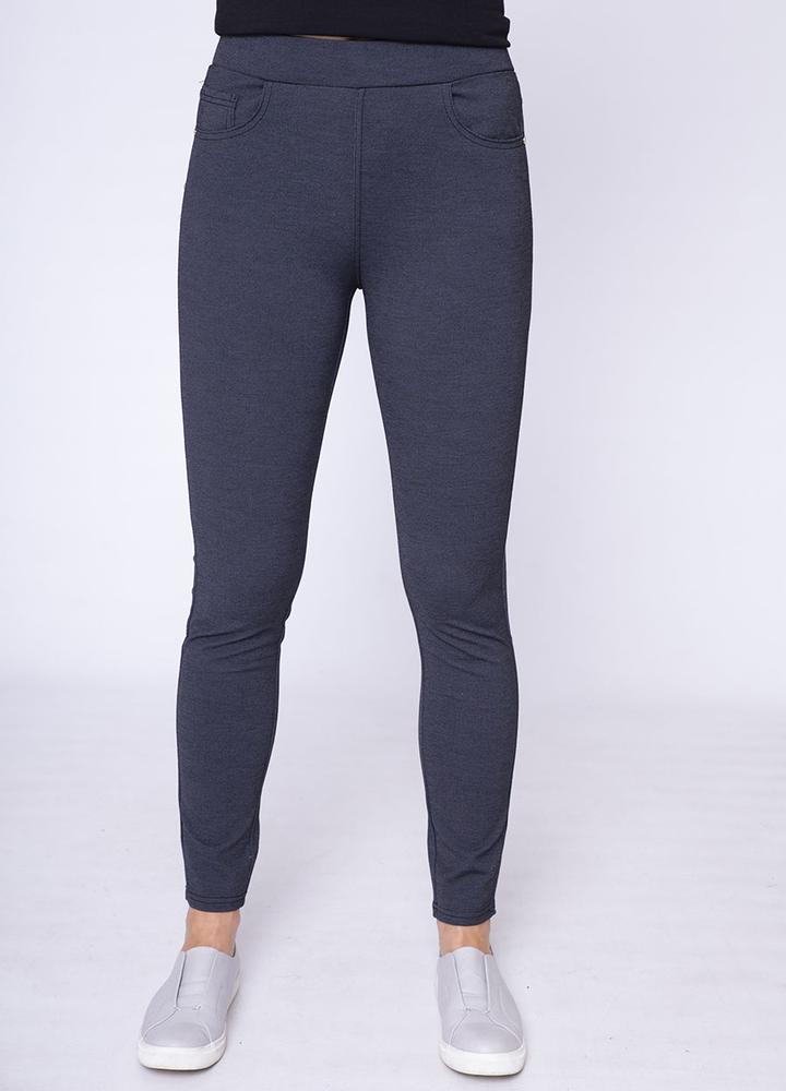 Stretch Waist Stud Pocket Trouser in Grey