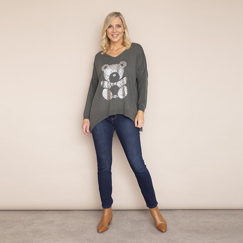 Teddy V Neck (Khaki)