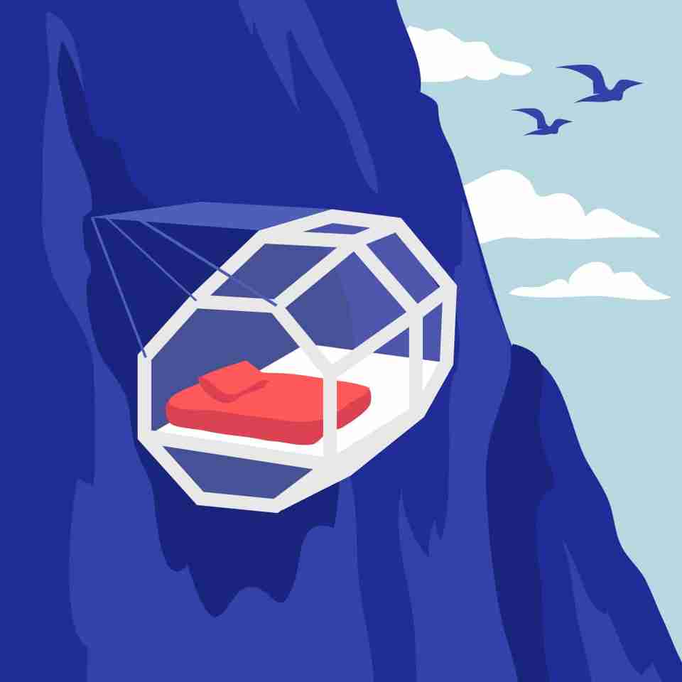 If you’re one of the brave ones, try out Skylodge Adventure Suites, which is a clear capsule that hangs off the side of a mountain in Peru, overlooking the Cuzco Valley. 