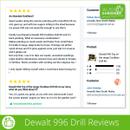 Screenshot of five-star customer reviews for the DeWalt 996 cordless drill paired with Power Planter augers from Arcadia and Inverell, New South Wales.