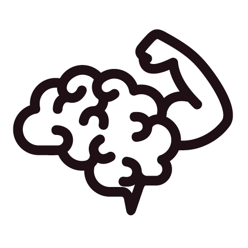 Brain with flexing arm.