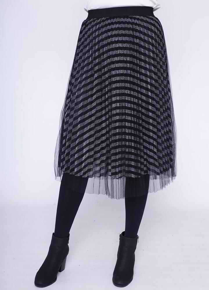 Overlay Net Skirt in Silver