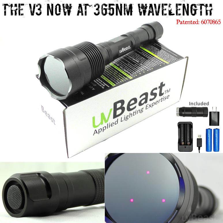 uvBeast Black Light UV Flashlight V3 365nm FILTERED Ultraviolet HI