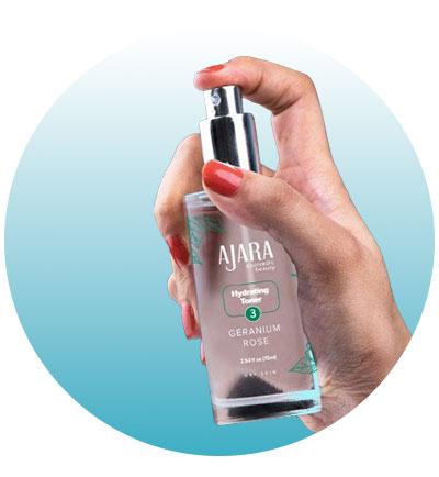 Spray the toner all over your face while it’s still damp 