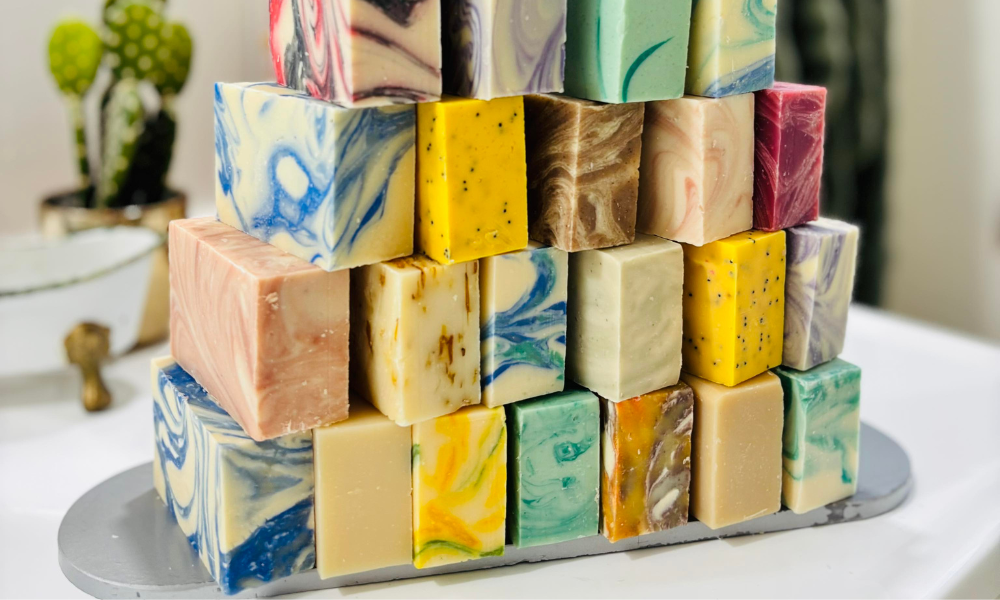Moonhaven soaps stacked up