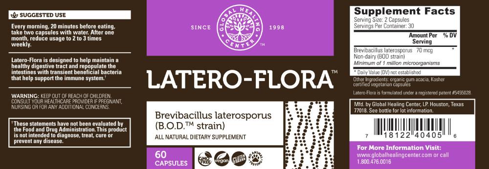 Global Healing Latero-Flora Probiotic Bottle Label