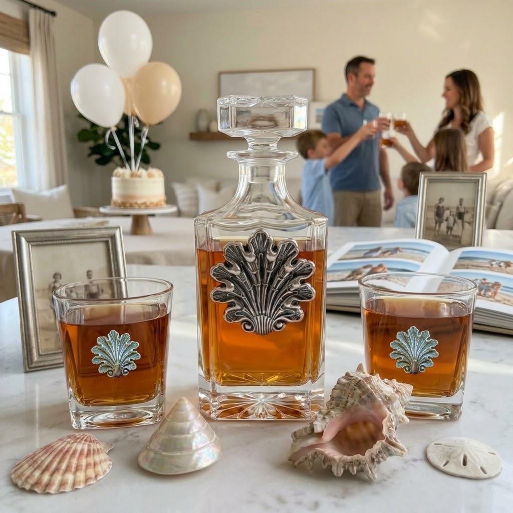 Birthday Gift Fancy Seashell Decanter Set gift for beach lover