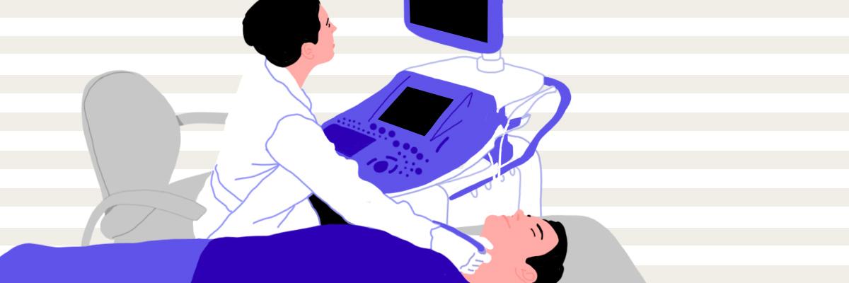 A man lying down, being examined by a sleep doctor, using AI advancements in sleep medicine.