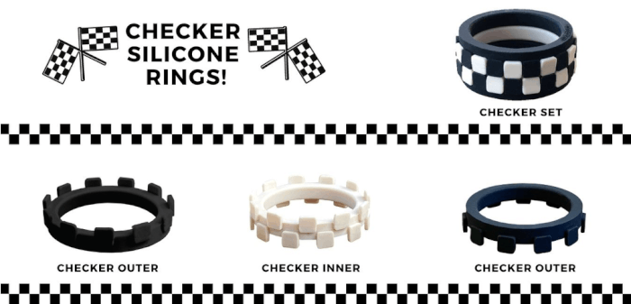 Checker Sets mix and match to make your own silicone ring designs!