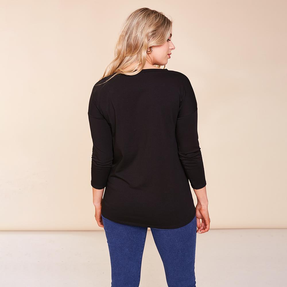 Riley V Neck Top (Black)