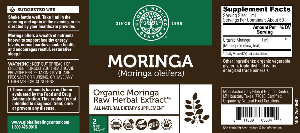 Global Healing Organic Moringa Bottle Label