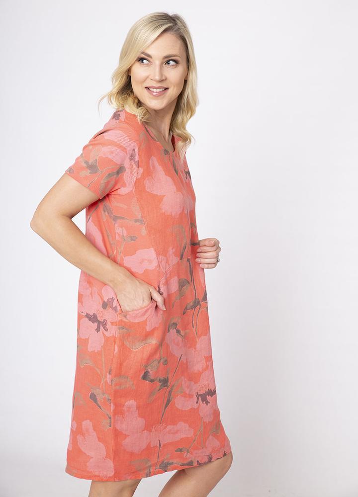 Cap Sleeve Floral Pocket Dress