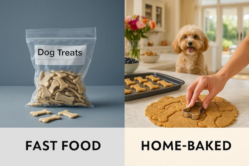 paul ramos founder of barkybakey with dog cookie