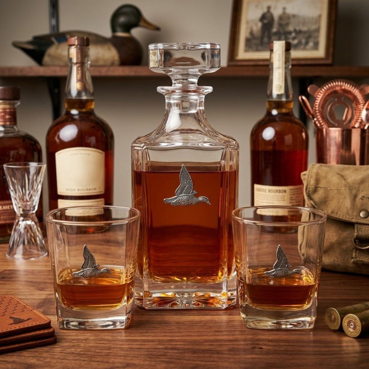 Silver Duck Decanter Set
