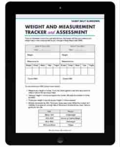IPAD avec le tracker et l'évaluation du poids et de la mesure du Dr Kellyann 