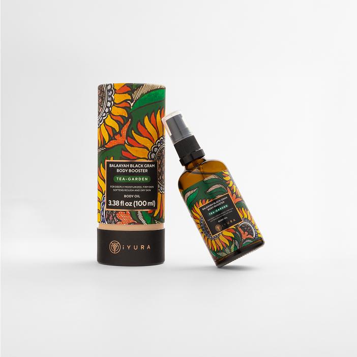 Balaayah Black Gram Body Oil with packaging-in tea garden aroma