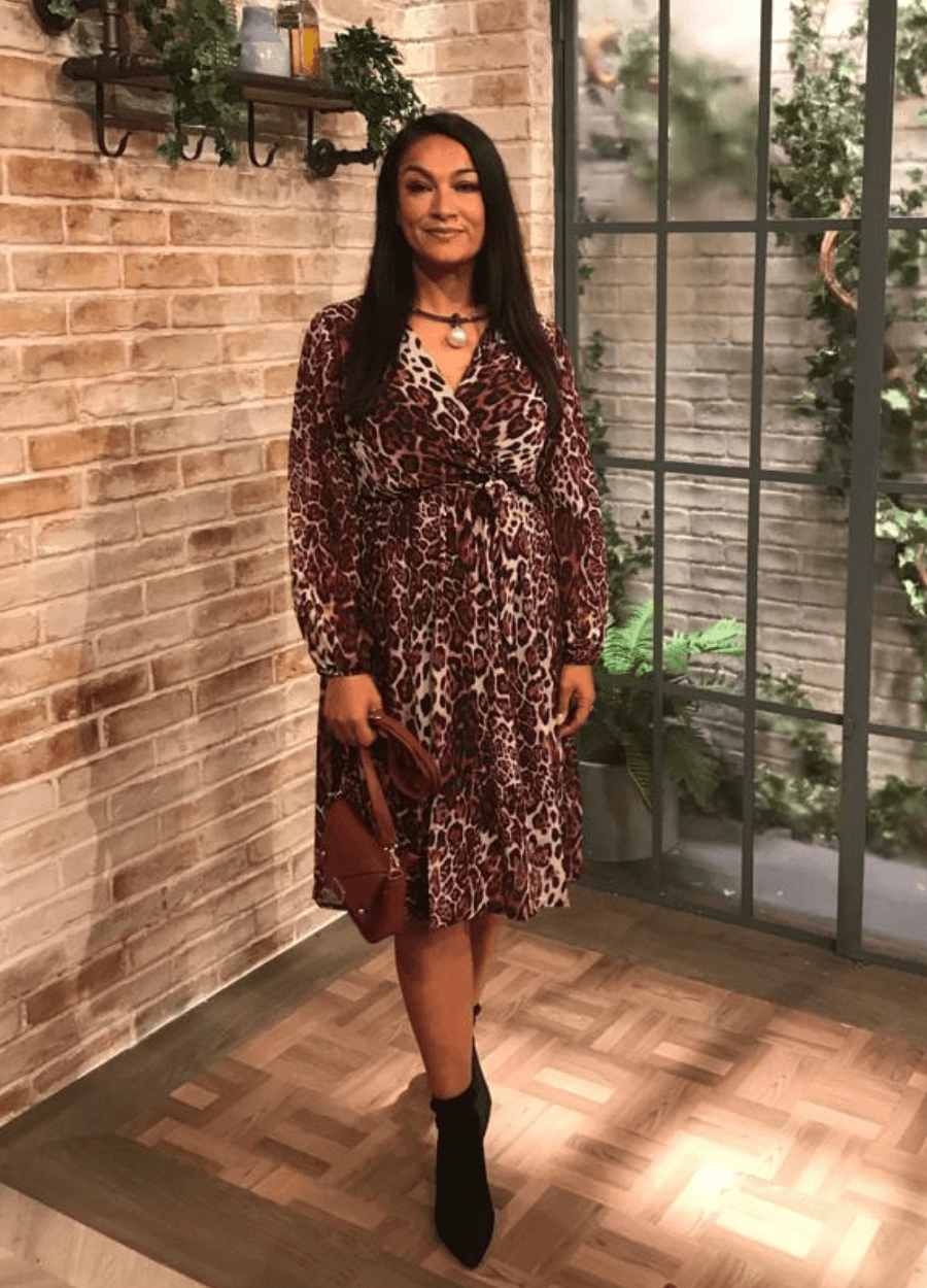 Wrap Midi Leopard Print Dress