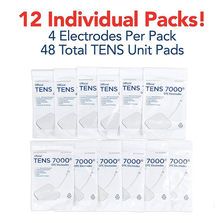 TENS 7000 Electrode Pads 16/48 Pack 2" x 2" Replacement Pads