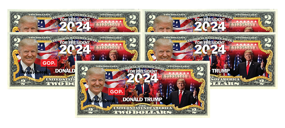 Trump 2024 2 Bill Collectible Legal Tender   5bills 