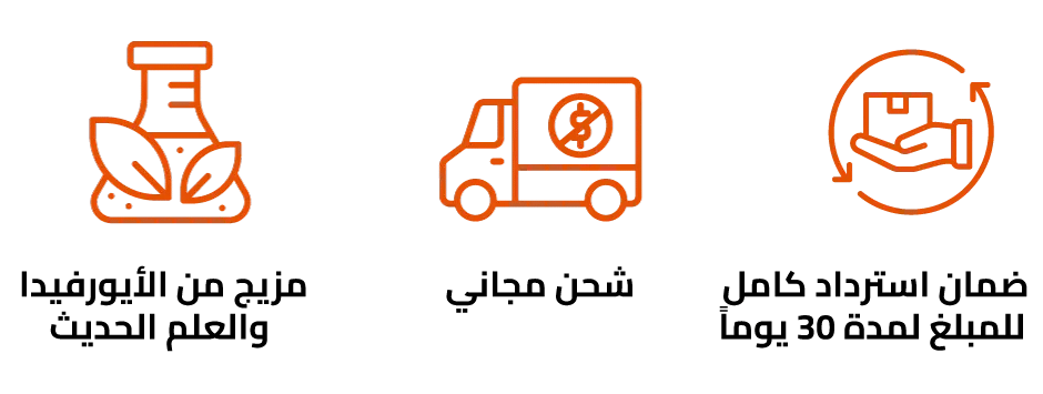 مزيج من الأيورفيدا والعلم الحديث، شحن مجاني، وضمان استرداد كامل للمبلغ لمدة 30 يوماً