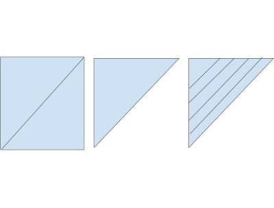 Picture of steps to make fabric strips on the bias for bias tape binding