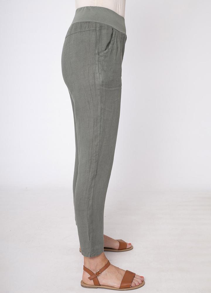 Stretch Waist Linen Trouser