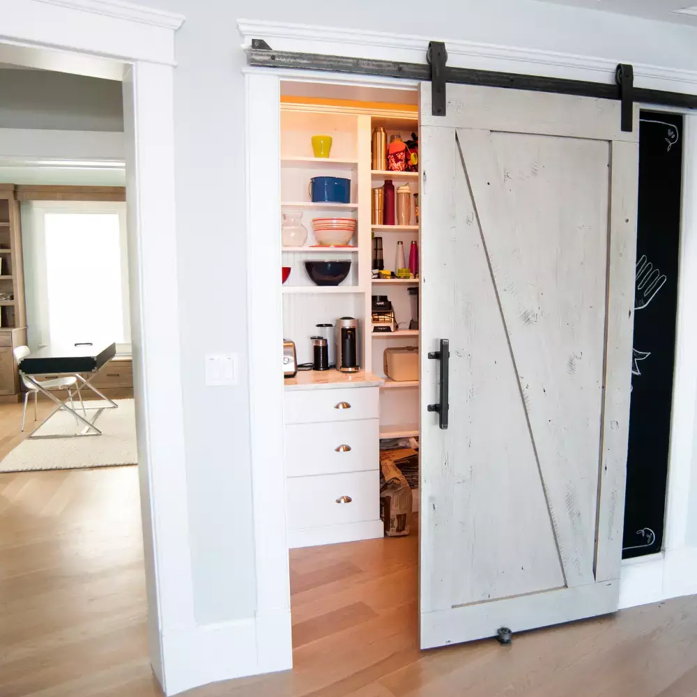 reclaimed wood pantry barn door