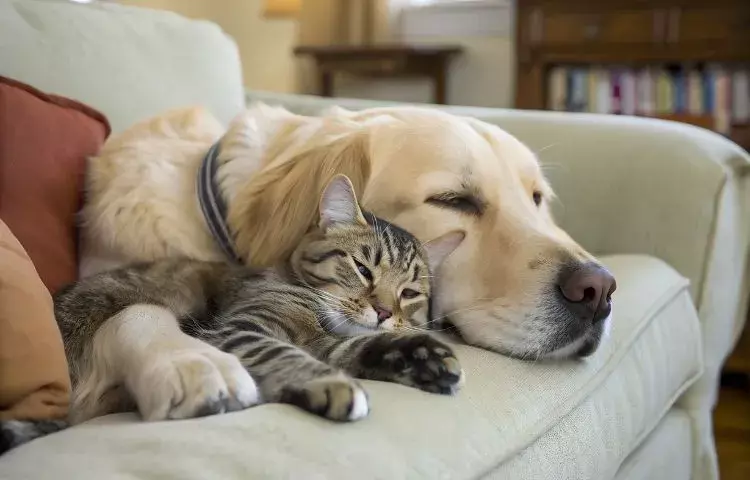 cats and dogs living together
