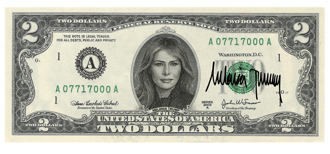 First Lady Melania Trump Collectible $2 Bill (Genuine Legal Tender)