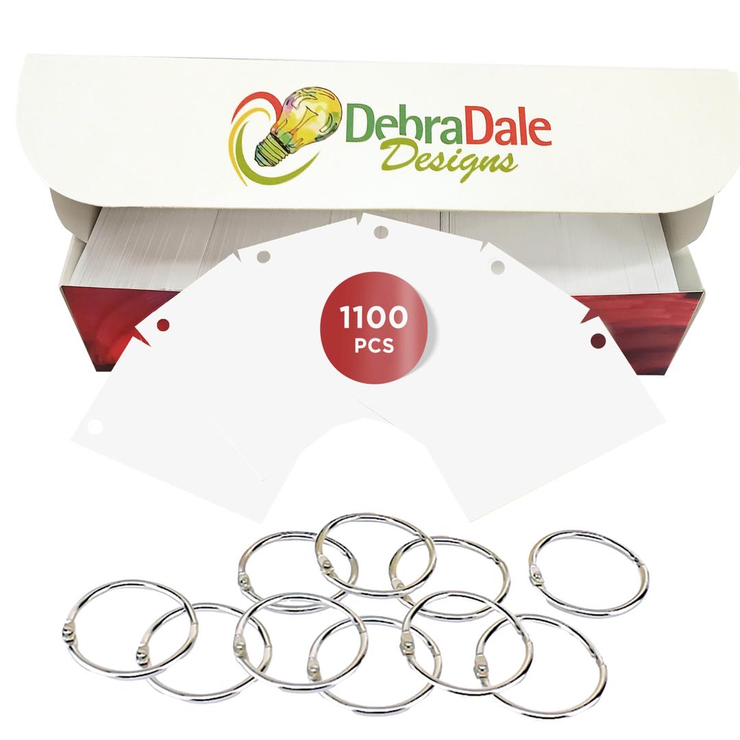 2x3.5 Mini Blank Index Cards | 1,100 Count | White Punched | 163gsm Value Weight